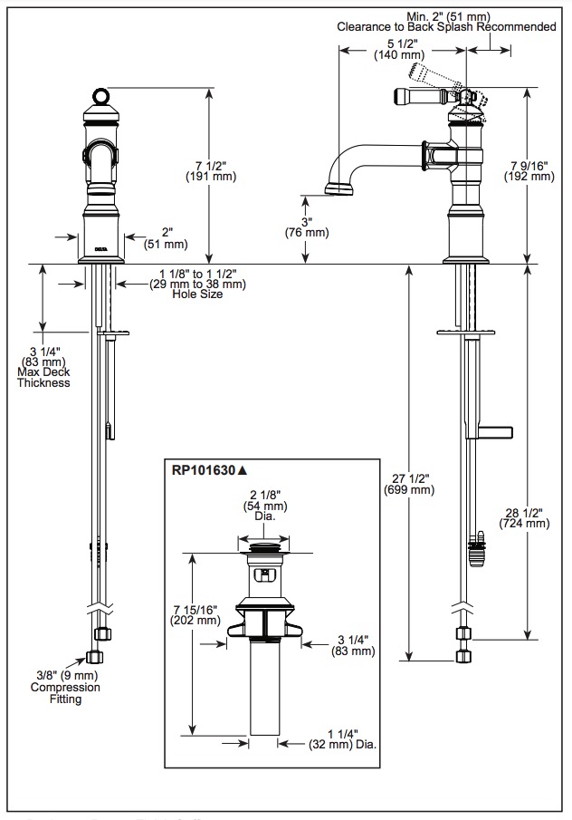 Delta 584-SS-PR-DST Single Handle Bathroom Faucet