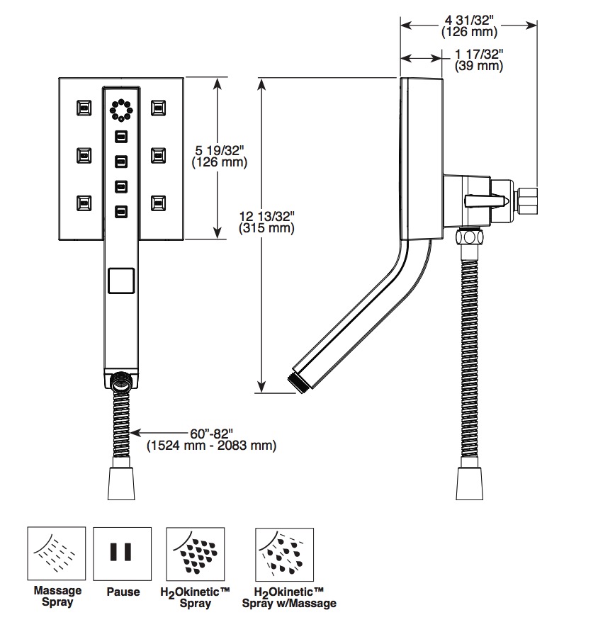 Delta 58473-PN-PR H2Okinetic In2Ition 4-Settin G Two-In-One Shower