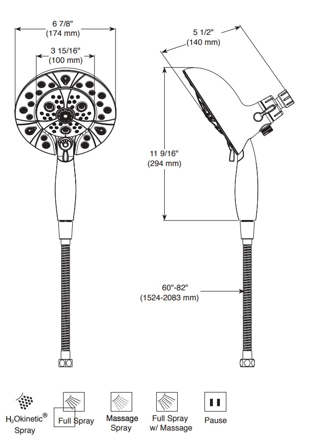 Delta 58480-CZ-PK Multi-Setting H2Okinetic In2Ition 