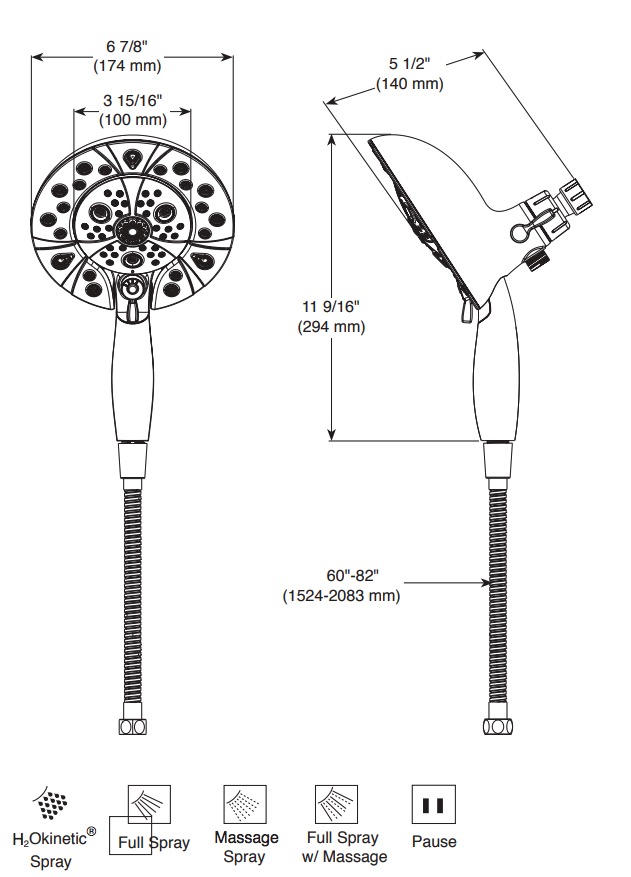 Delta 58480-PN-PK Multi-Setting H2Okinetic In2Ition 