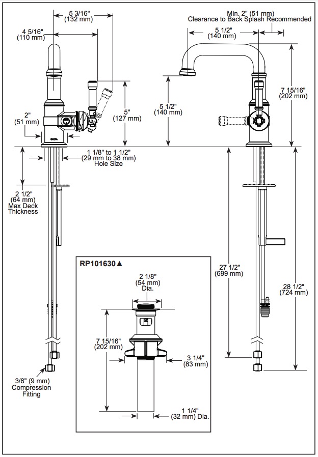 Delta 584SH-BL-DST Single Handle Bathroom Faucet