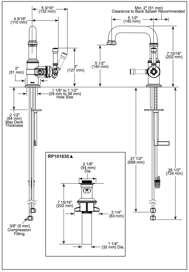 Delta 584SH-CZ-PR-DST Single Handle Bathroom Faucet