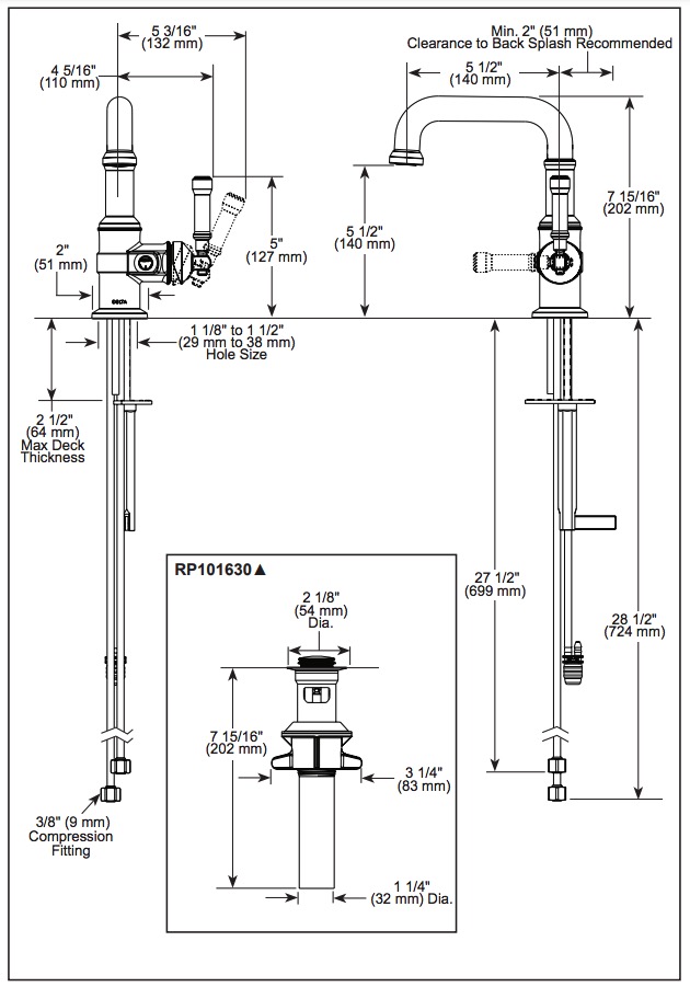 Delta 584SH-PR-DST Single Handle Bathroom Faucet