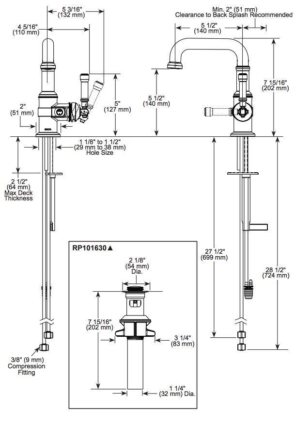 Delta 584SH-SS-PR-DST Single Handle Bathroom Faucet