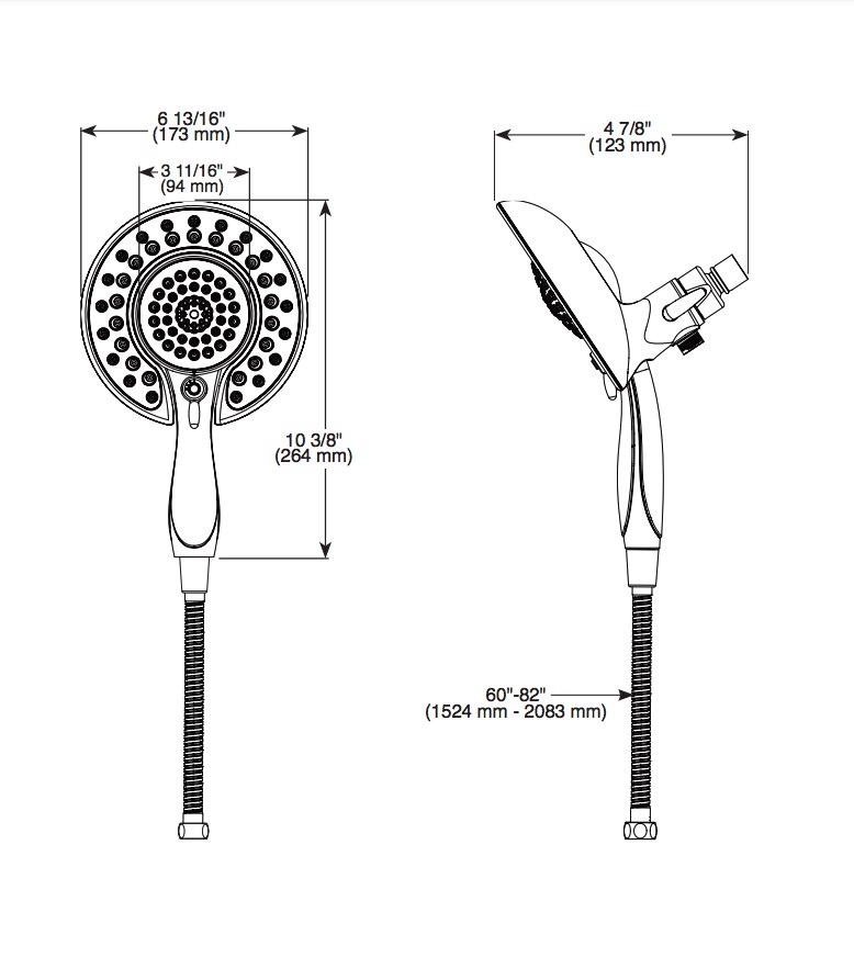 Delta 58569-BL-PK Universal Showering In2Ition Hssh 1.75 Gpm 5-Setting