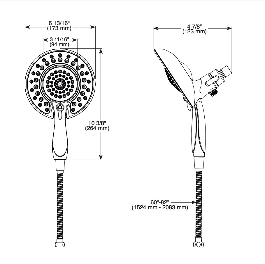 Delta 58569-CZ-PR-PK In2Ition 5-Setting Two-In-One Shower