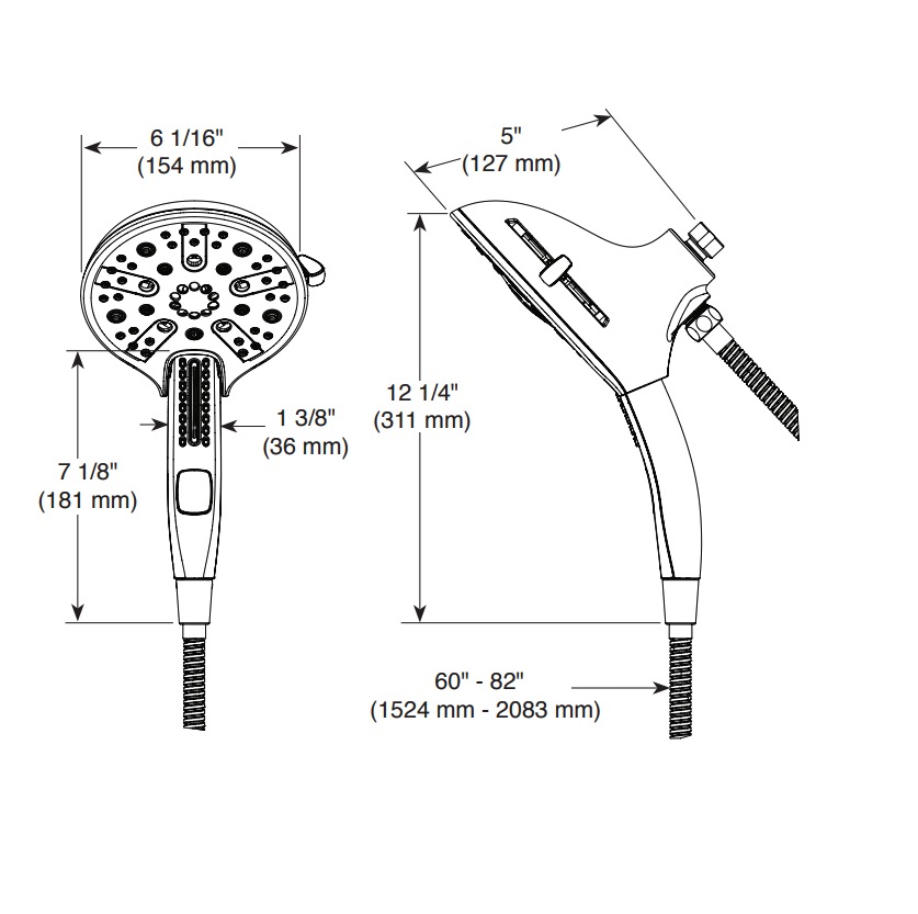Delta 58620-BL-PK In2Ition H2O Hssh 1.75 Gpm Magnatite 5S 