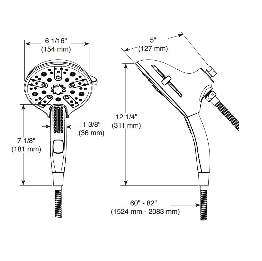 Delta 58620-PR-PK In2Ition H2Okinetic 5-Settin G Two-In-One Shower