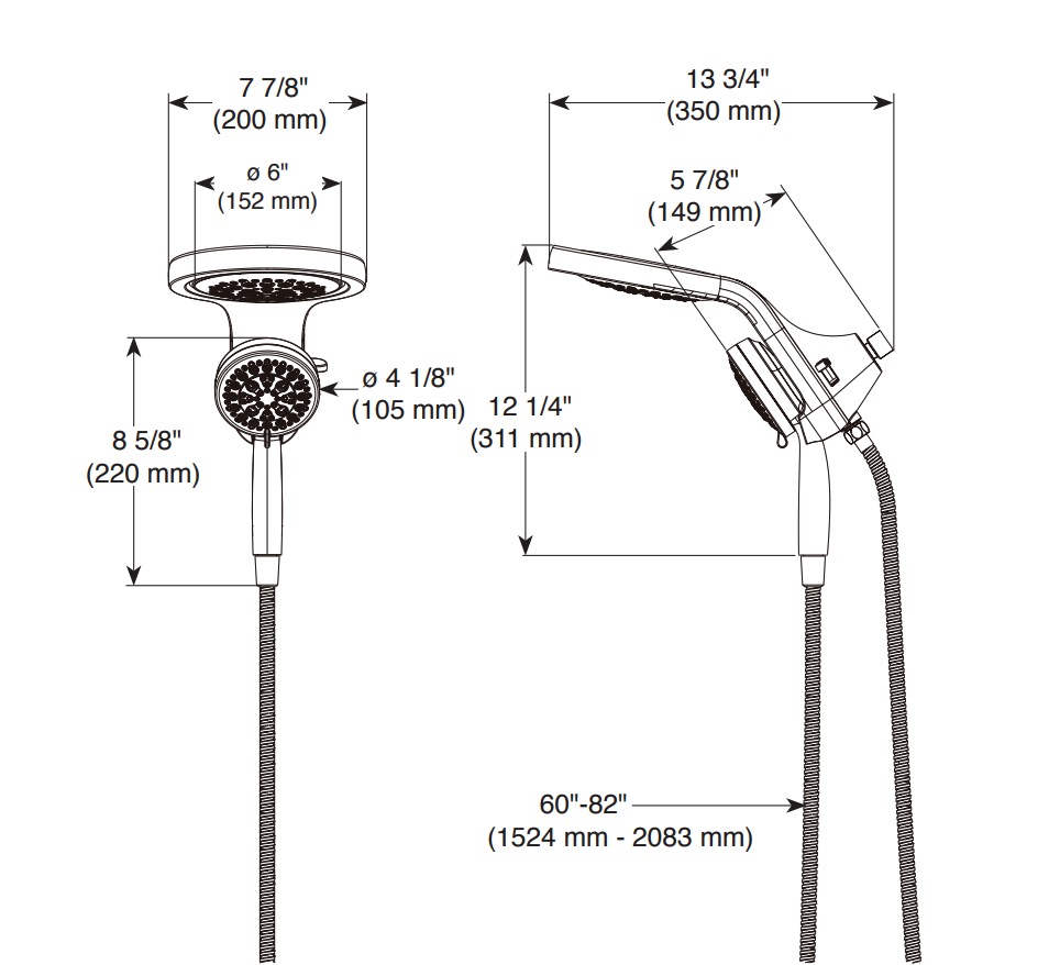 Delta 58680-BL Hydrorain 2-In-1 H2O 1.75Gpm 5-Setting 