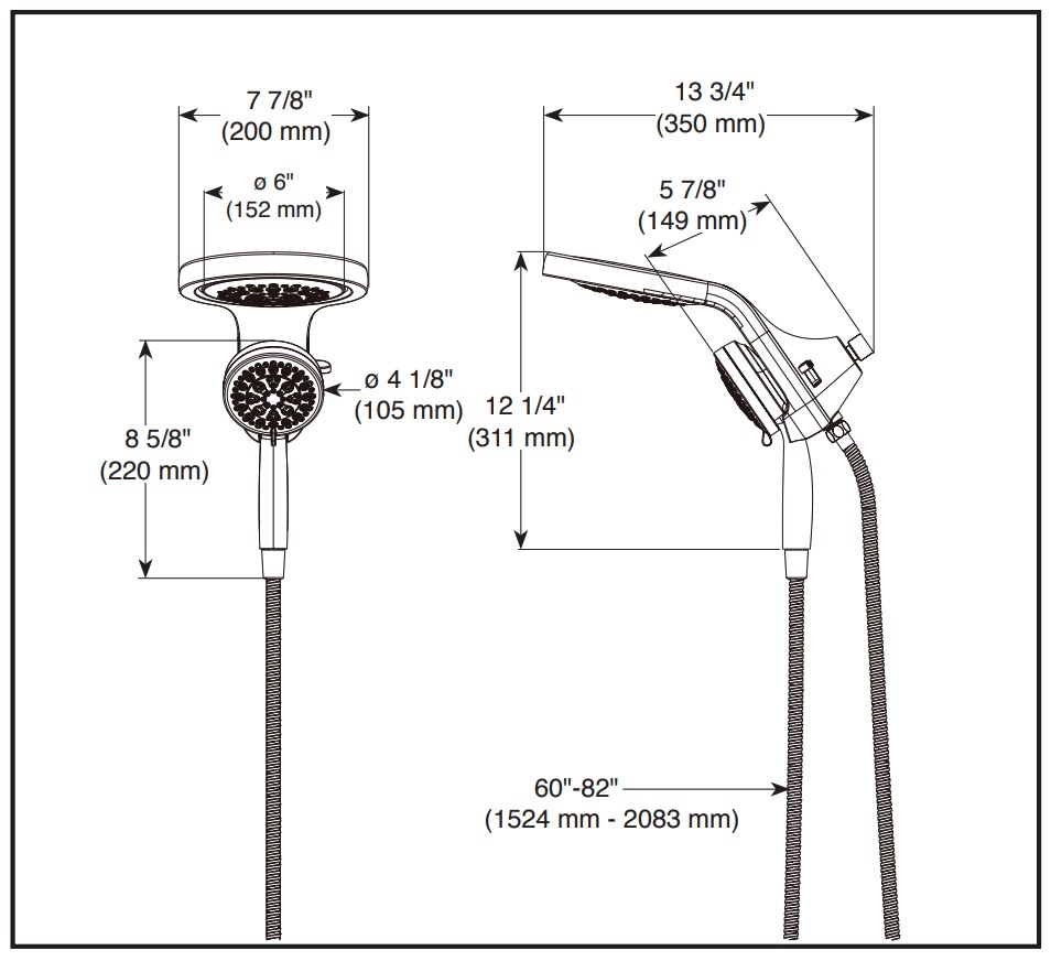 Delta 58680-CZ Hydrorain 2-In-1 H2O 1.75Gpm 5-Setting 