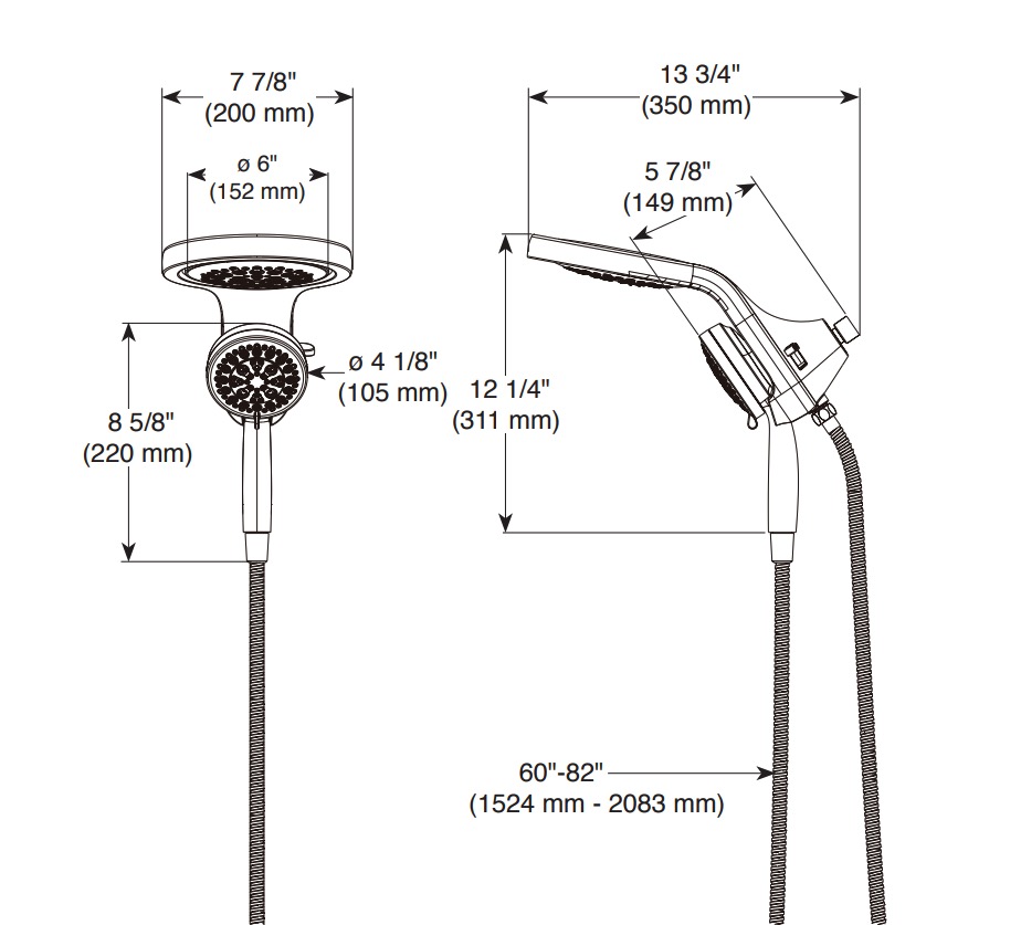 Delta 58680-PR Hydrorain 2-In-1 H2O 1.75Gpm 5-Setting
