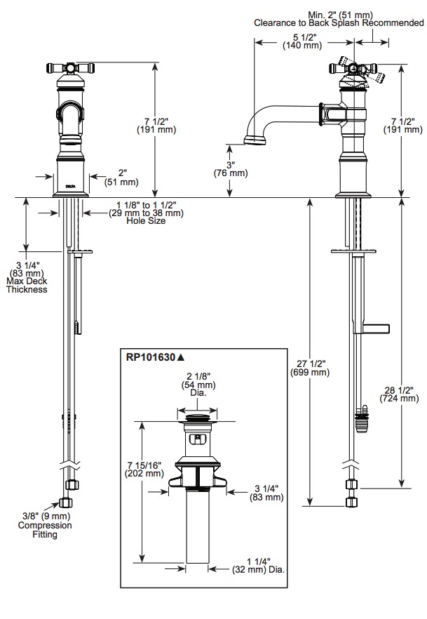 Delta 587-BL-DST Single Handle Bathroom Faucet