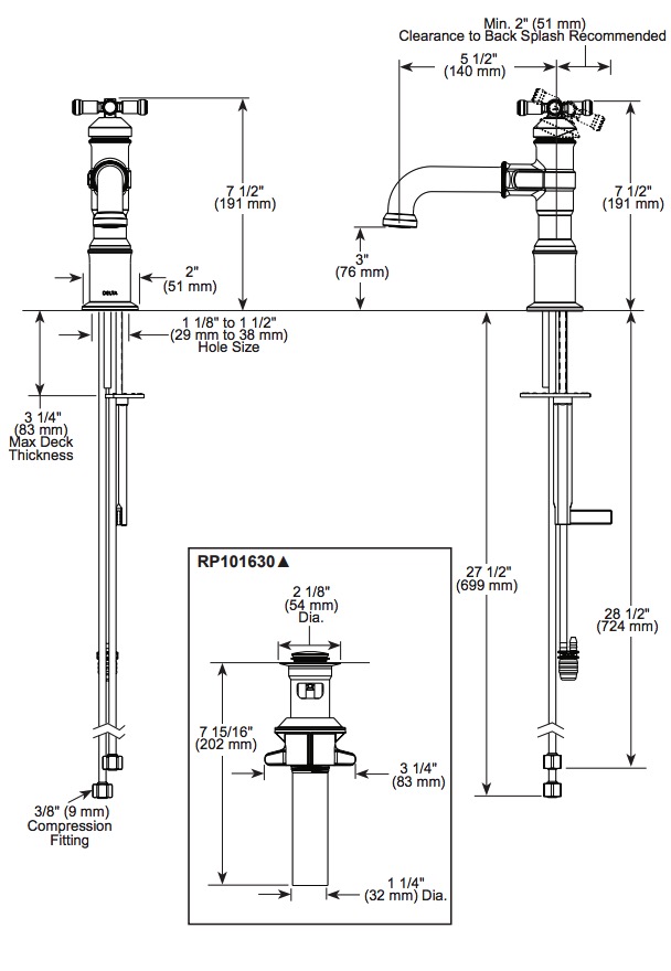 Delta 587-SS-PR-DST Single Handle Bathroom Faucet