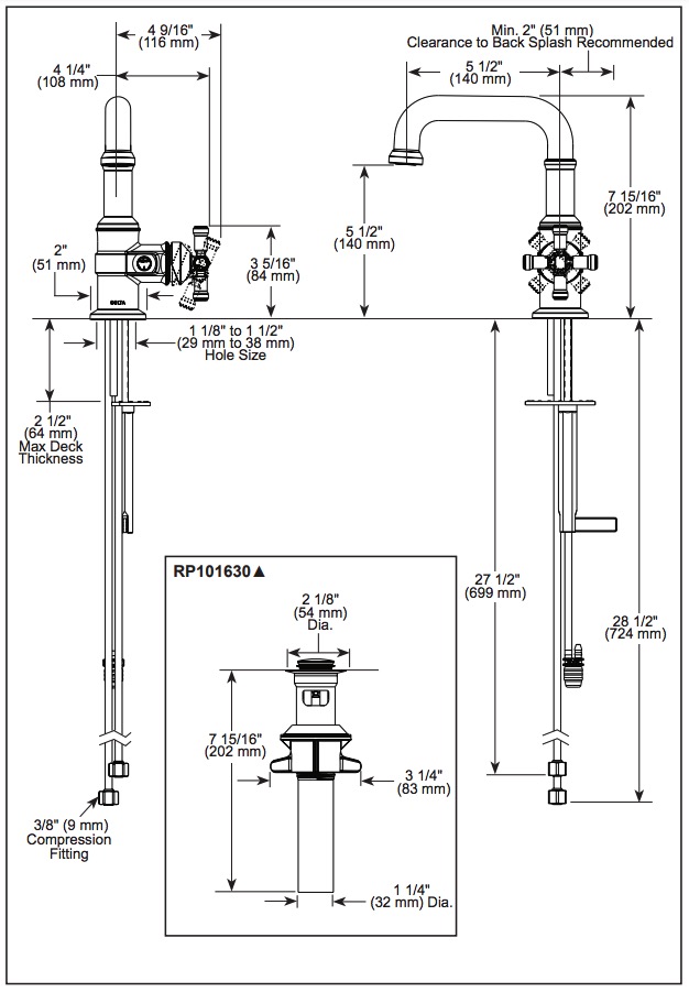 Delta 587SH-BL-DST Single Handle Bathroom Faucet
