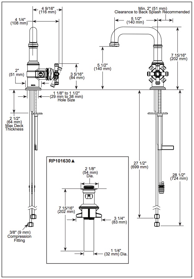 Delta 587SH-CZ-PR-DST Single Handle Bathroom Faucet