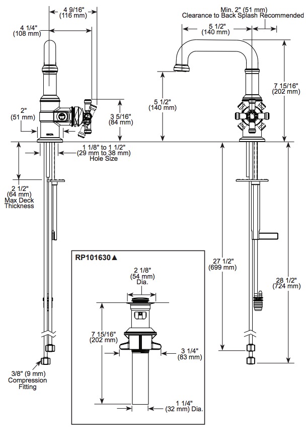 Delta 587SH-PR-DST Single Handle Bathroom Faucet