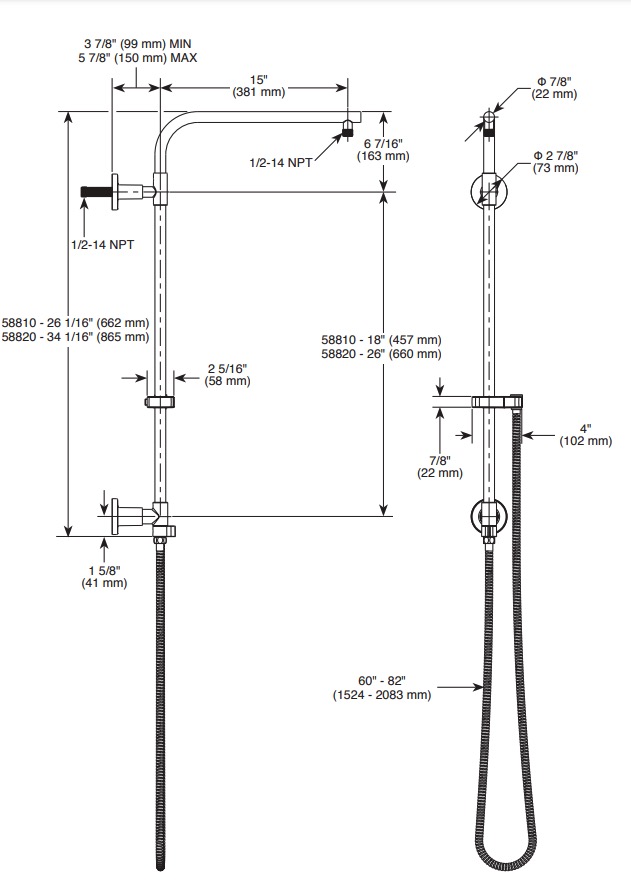 Delta 58810-BL Shower Column 18" Round 