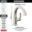 Delta 588SH-SS-PR-DST Tetra Single Handle Bathroom Faucet