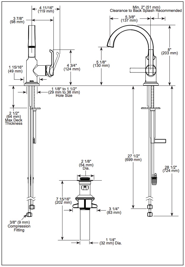 Delta 588SH-SS-PR-DST Tetra Single Handle Bathroom Faucet