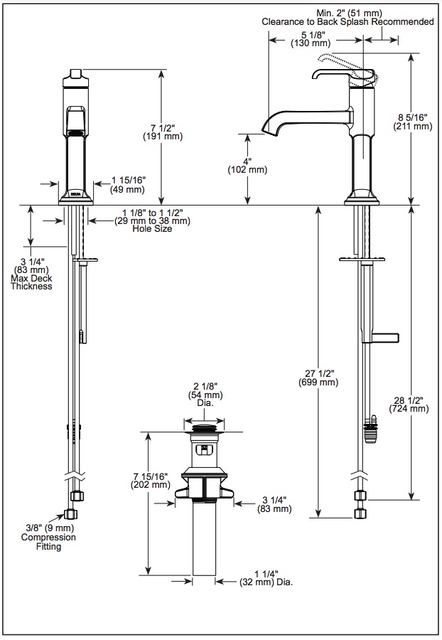 Delta 589-BLLPU-DST Tetra Single Handle Bathroom Faucet
