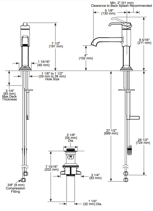 Delta 589-CZ-PR-DST Tetra Single Handle Bathroom Faucet