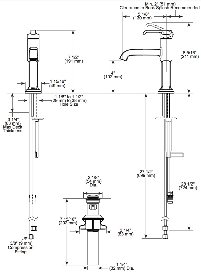 Delta 589-PR-DST Tetra Single Handle Bathroom Faucet