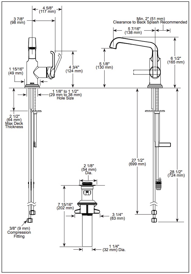 Delta 589SH-CZ-PR-DST Tetra Single Handle Bathroom Faucet Champagne Bronze