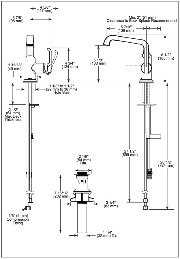 Delta 589SH-SS-PR-DST Tetra Single Handle Bathroom Faucet