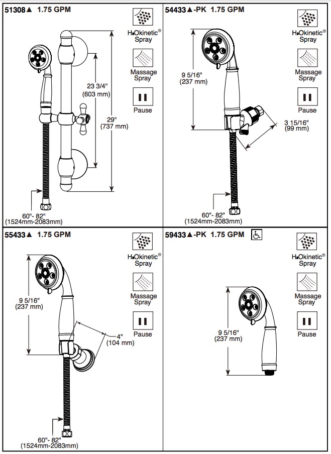 Delta 59433-PK Cassidy H2Ok. Handshwr 2 Gpm No Hose 