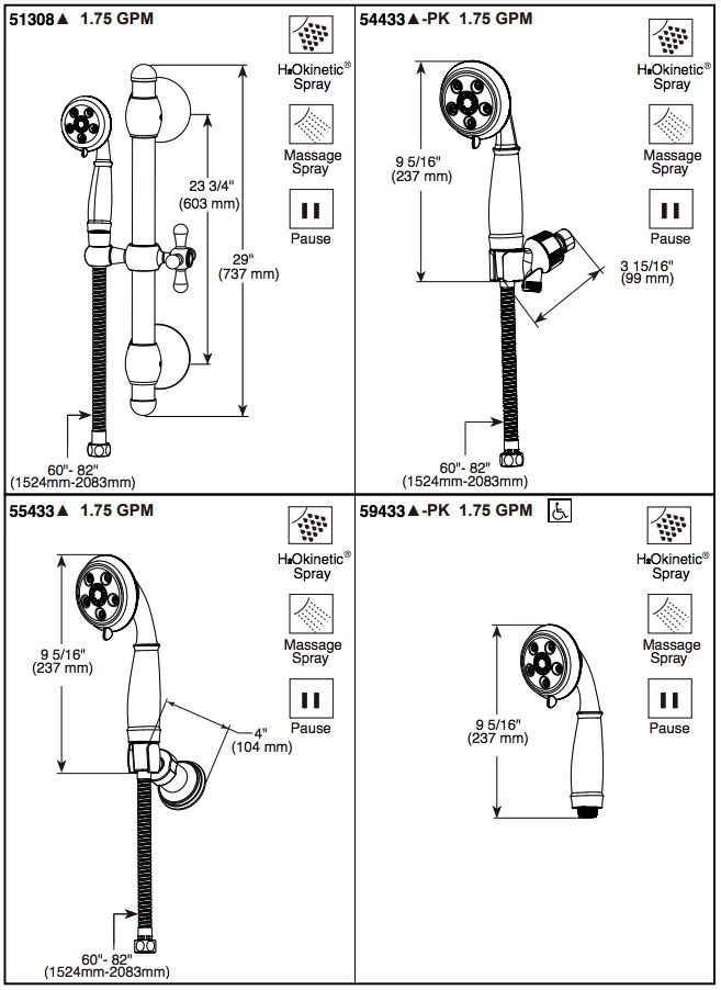 Delta 59433-PN-PK Cassidy H2Ok. Handshwr 2 Gpm No Hose