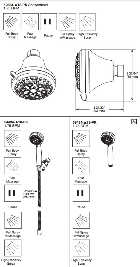 Delta 59434-18-PK 5-Setting Handshower 