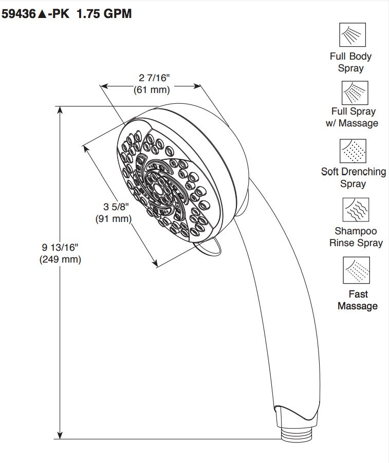 Delta 59436-SS-PK 5 Function Hand Shower 