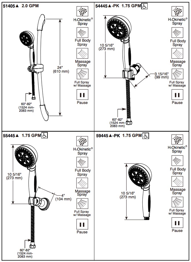 Delta 59445-PK 5-Setting H2Okinetic Handshwr 