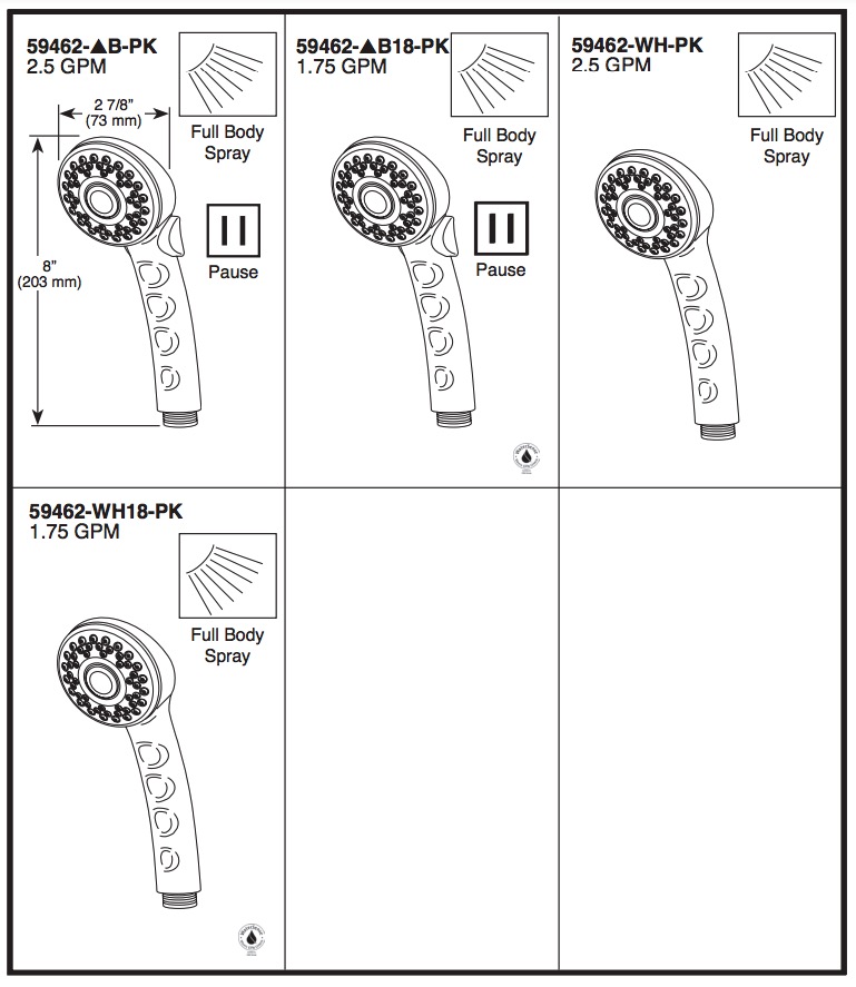 Delta 59462-WH-PK Full Spray Hand Shr 