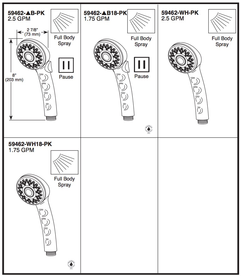 Delta 59462-WH18-PK Single Setting Handshower 