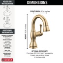 Delta 597-CZPD-DST Cassidy Single Handle Pull Down Bathroom Faucet