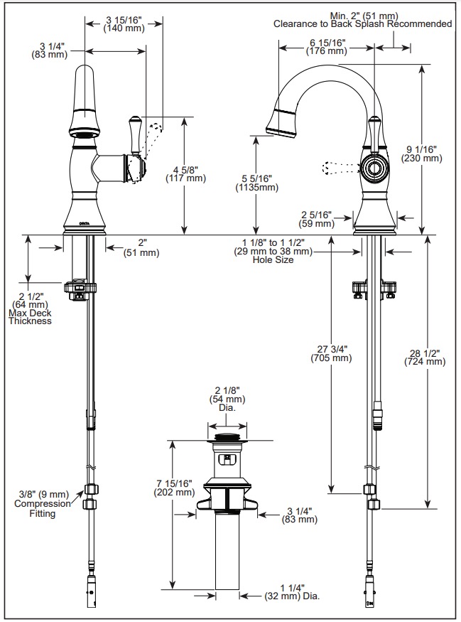 Delta 597-CZPD-DST Cassidy Single Handle Pull Down Bathroom Faucet