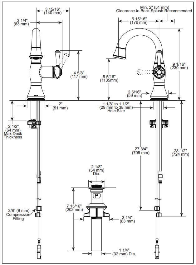 Delta 597-PD-DST Cassidy Single Handle Pull Down Bathroom Faucet