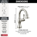 Delta 597-SSPD-DST Cassidy Single Handle Pull Down Bathroom Faucet