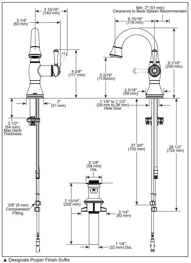 Delta 597-SSPD-DST Cassidy Single Handle Pull Down Bathroom Faucet