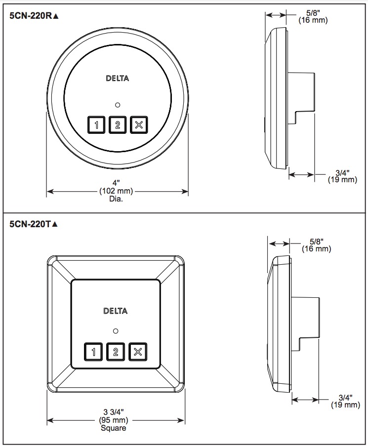 Delta 5CN-220T-BL Steamscape Transitional Exterior Control Matte Black