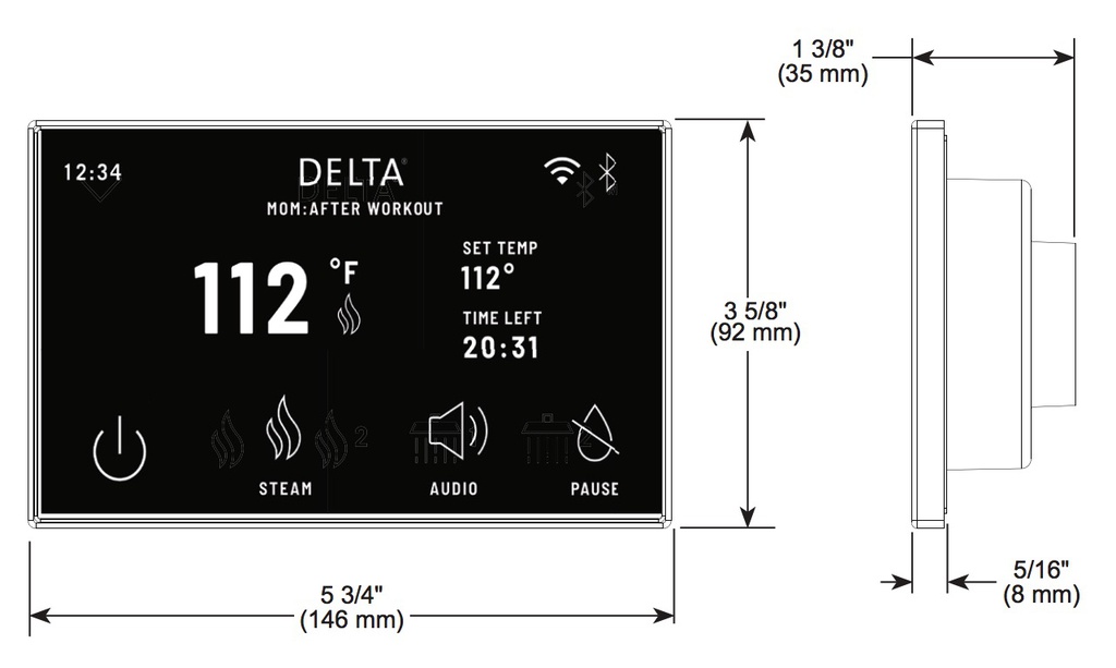 Delta 5CN-550L-CZ-PR Showersense Linear Square Digital Interface