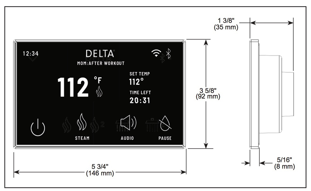 Delta 5CN-550L-KS-PR Showersense Linear Square Digital Interface