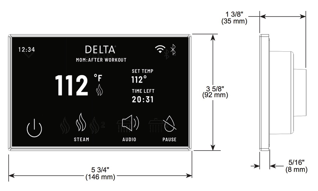 Delta 5CN-550L-SS-PR Showersense Linear Square Digital Interface