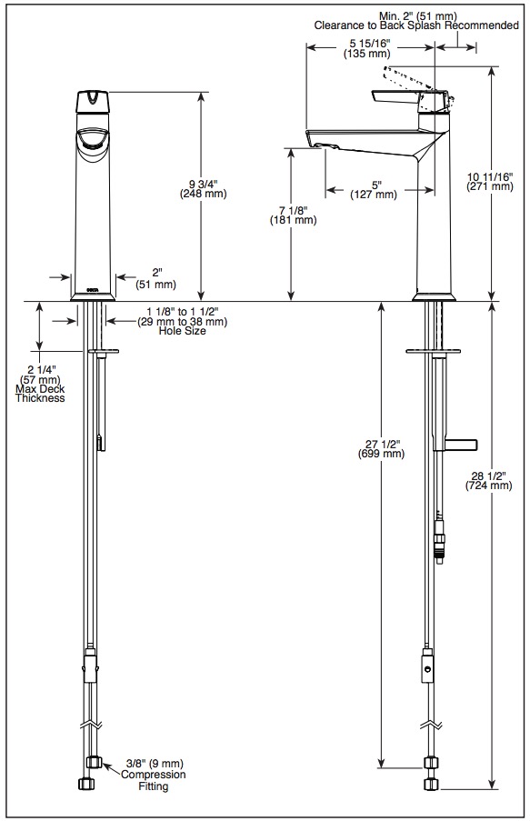 Delta 671-BL-DST Single Handle Mid-Height Bathroom Faucet