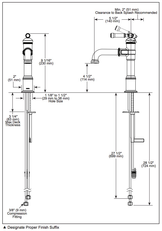 Delta 684-BL-DST Single Handle Bathroom Faucet