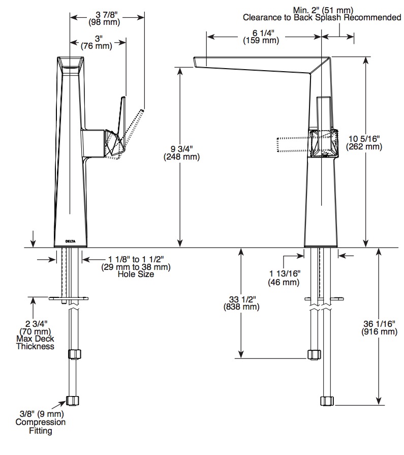 Delta 743-SS-PR-DST Vessel Single Handle Faucet