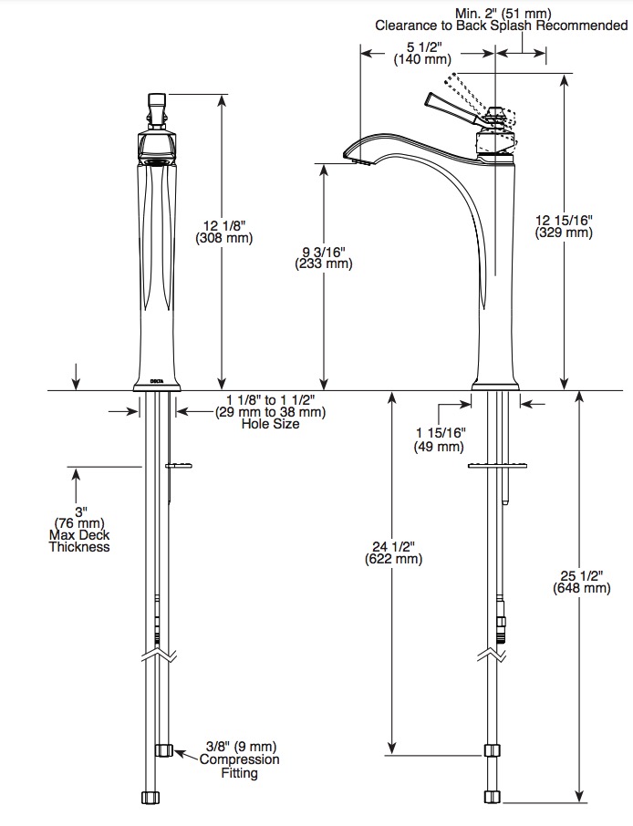 Delta 756-DST Dorval Single Hole Bathroom Faucet 1L