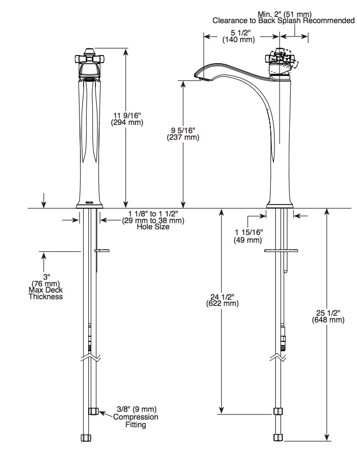 Delta 757-BL-DST Dorval Single Hole Bathroom Faucet 1C