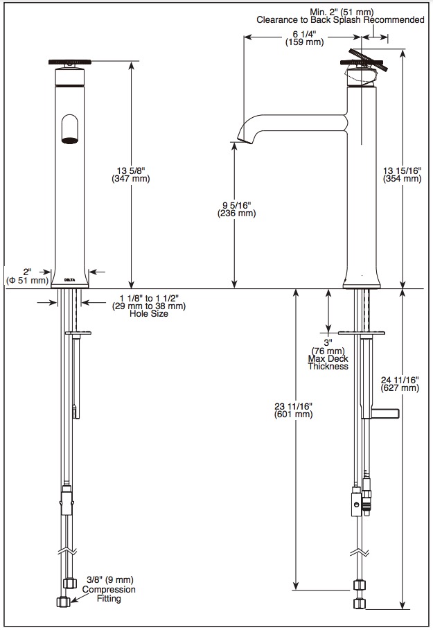 Delta 758-BL-DST Trinsic Vessel Bathroom